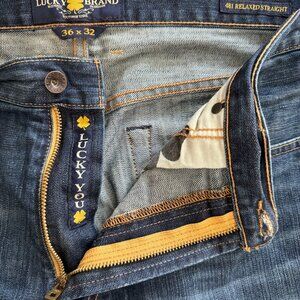 Lucky Relaxed Straight Jeans-Slightly Distressed Dirty Wash-36x32